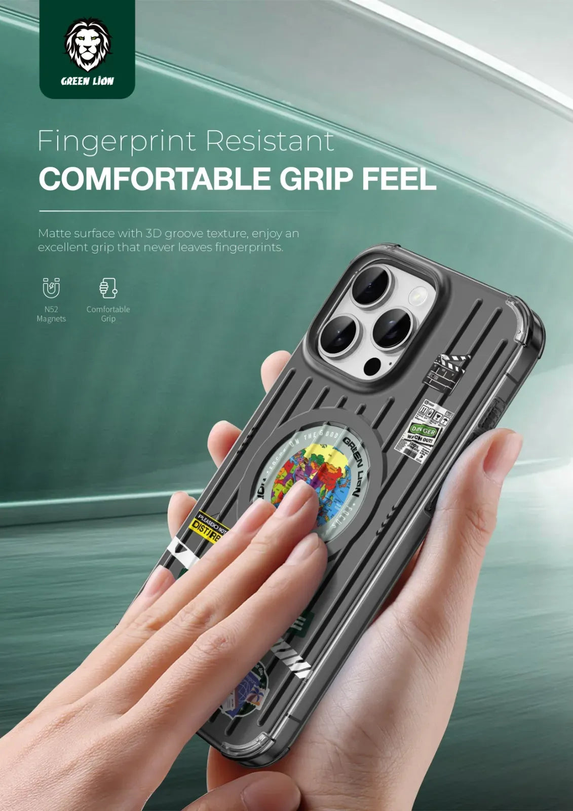 Green Lion Globe MagSafe Case - Black