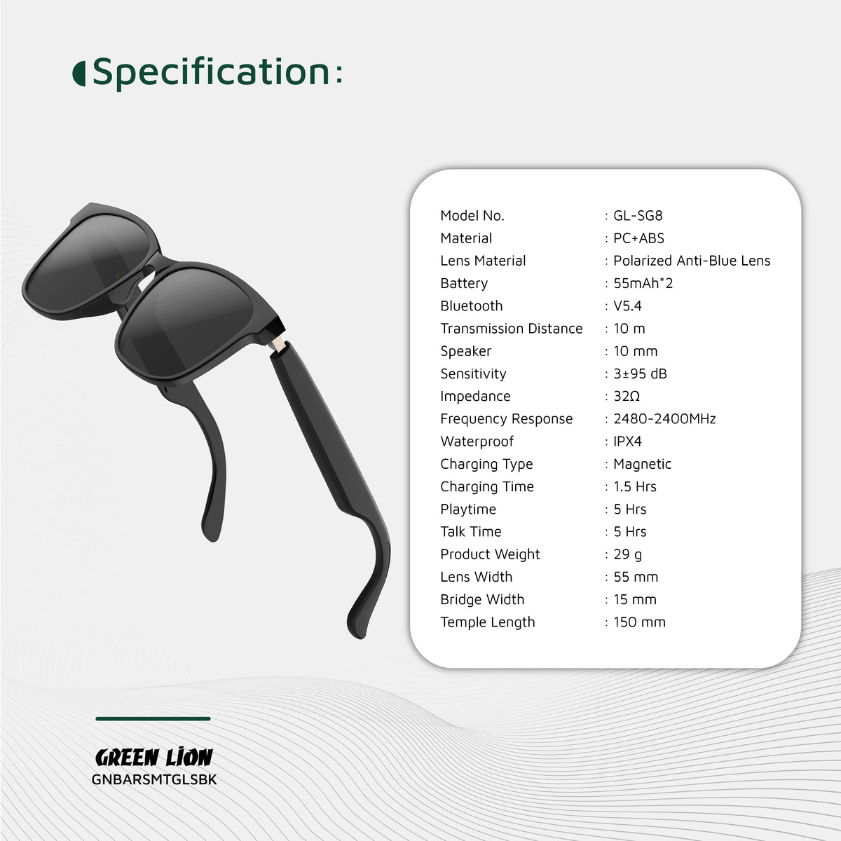 Green Lion Barcelona Smart Glasses Black – image 14