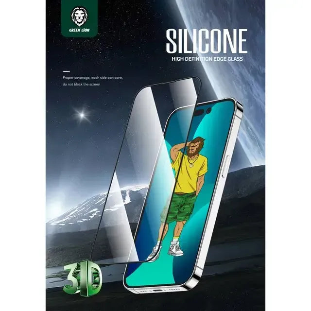 Green Lion 3d Silicone HD Glass Screen Protector Black Edge Clear – image 12
