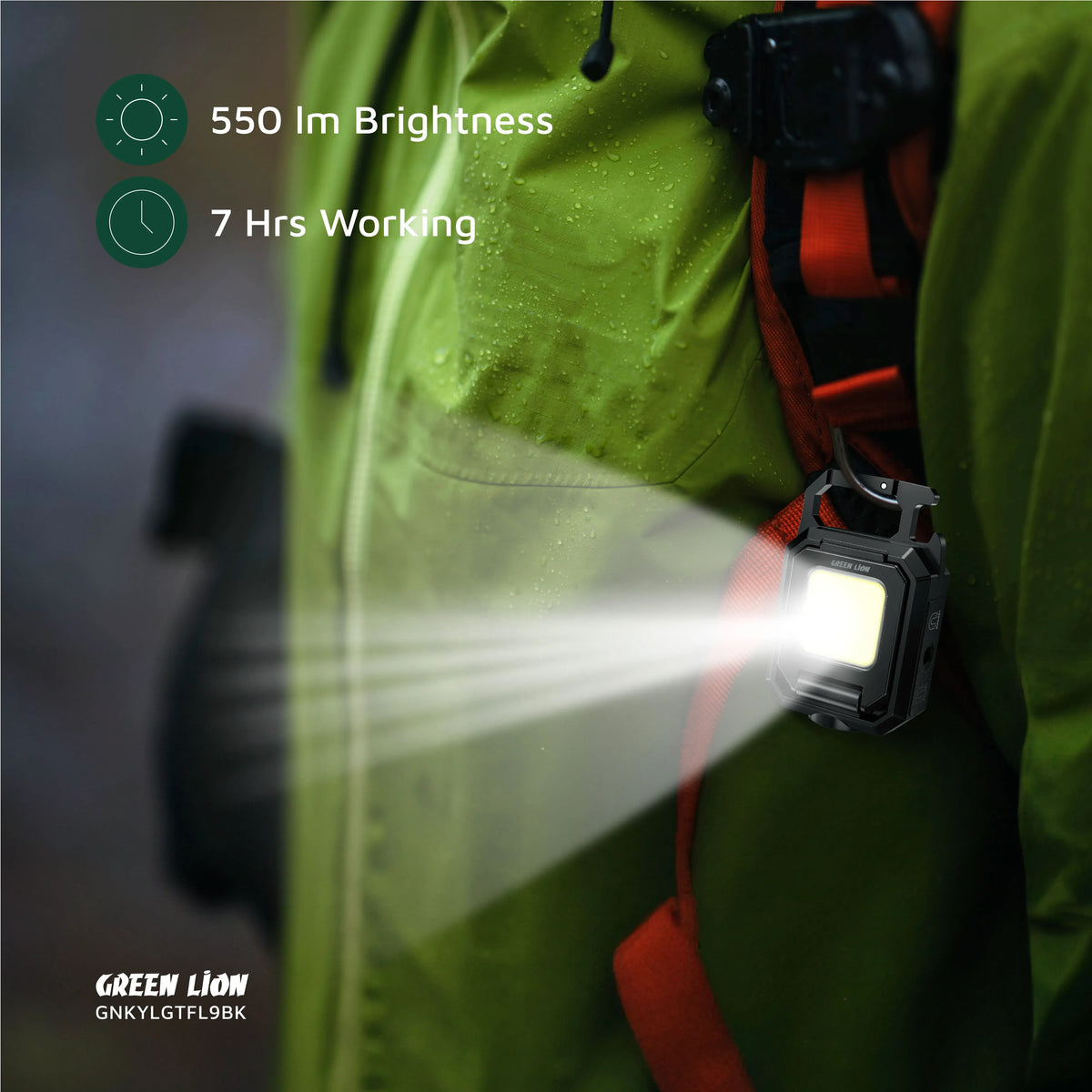 Green Lion Keychain Light with Foldable Design Black – image 11