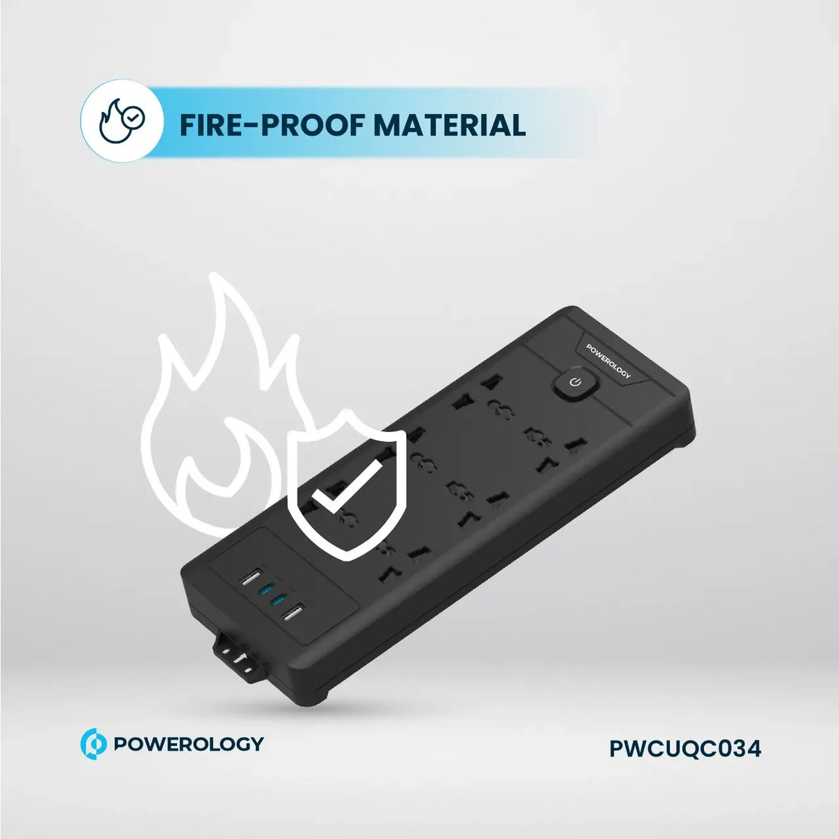 Powerology 6ac 2500w Power Strip Black – image 11