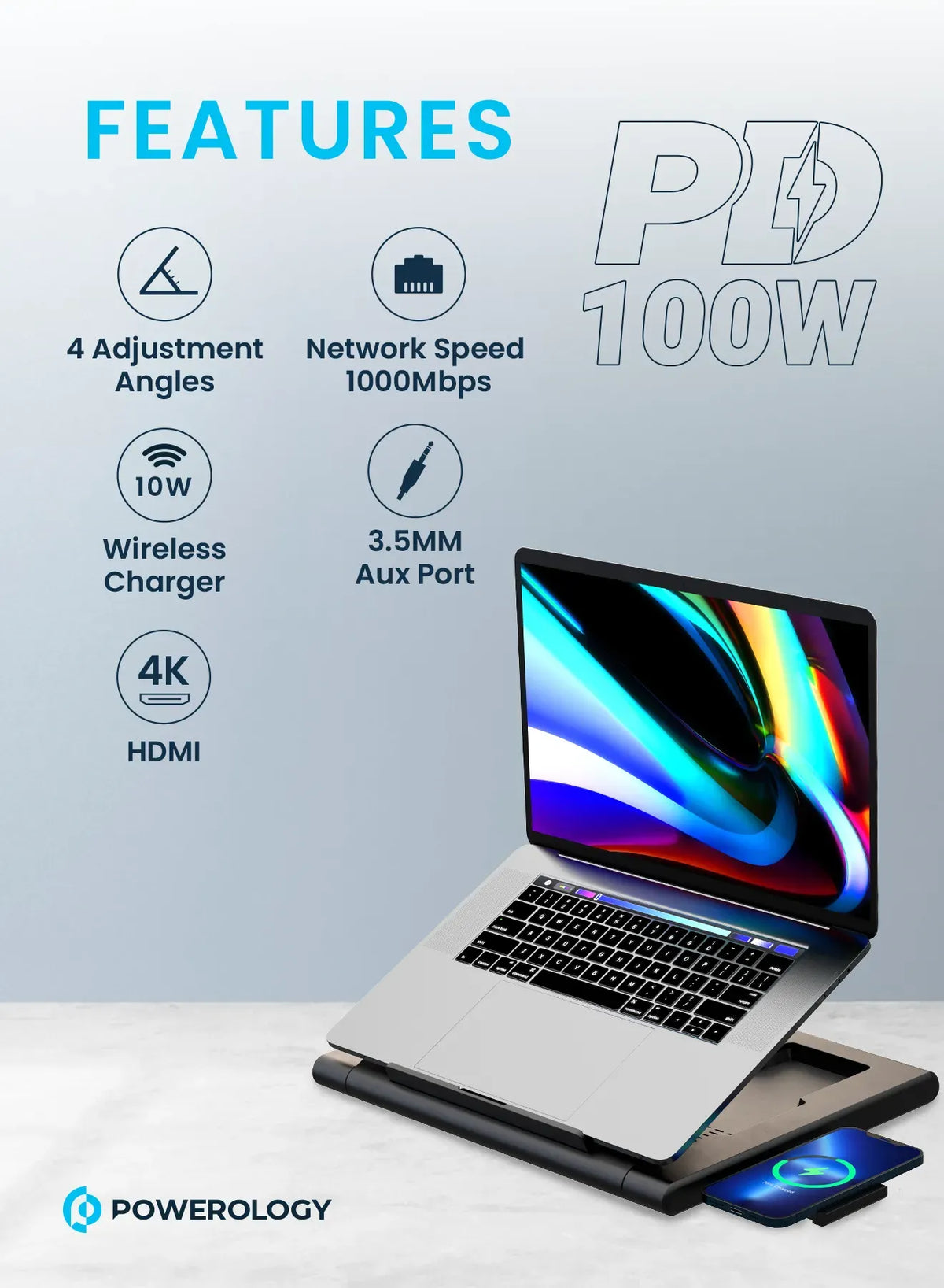 Powerology Multi Functional Pro Hub Laptop Stand – image 13
