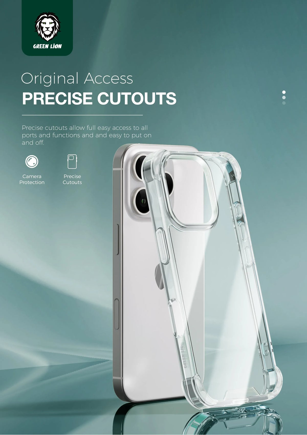 Green Lion Anti Shock Case for Iphone 16 Clear – image 6