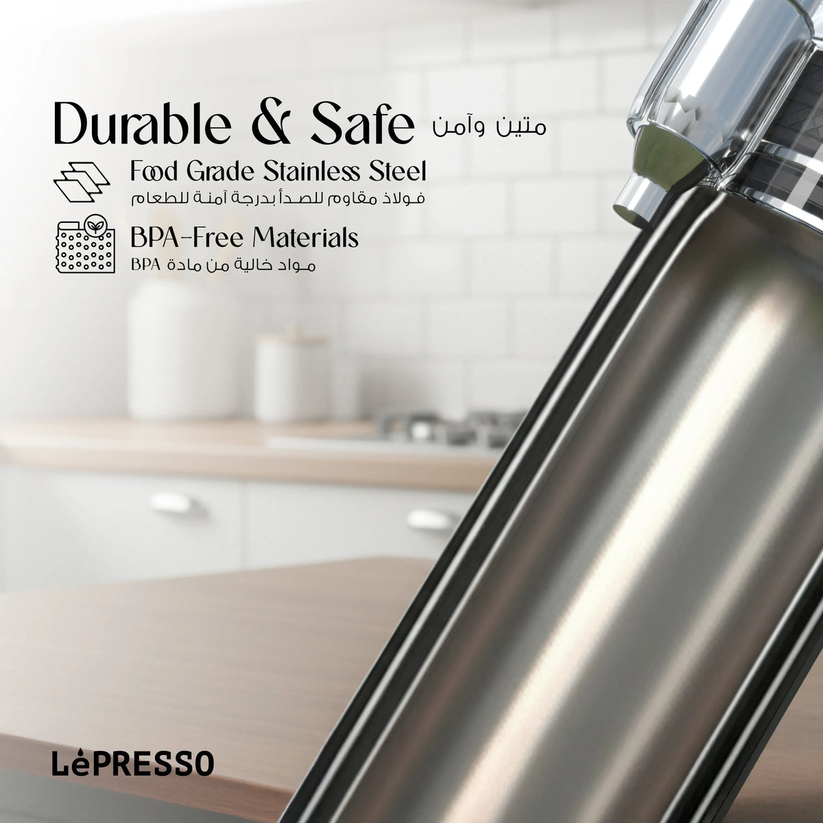 LePresso Sparkling Water Bottle Double Wall Vacuum - Black – image 9