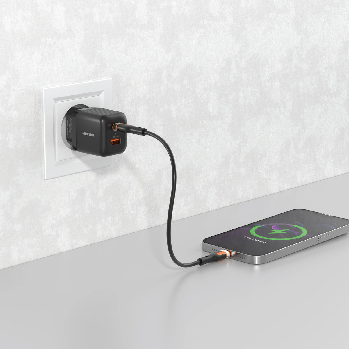 Green Lion Ultra Compact Ga NWall Charger EUPin Cto CPD 20 W+QC 3.0 - Black – image 3
