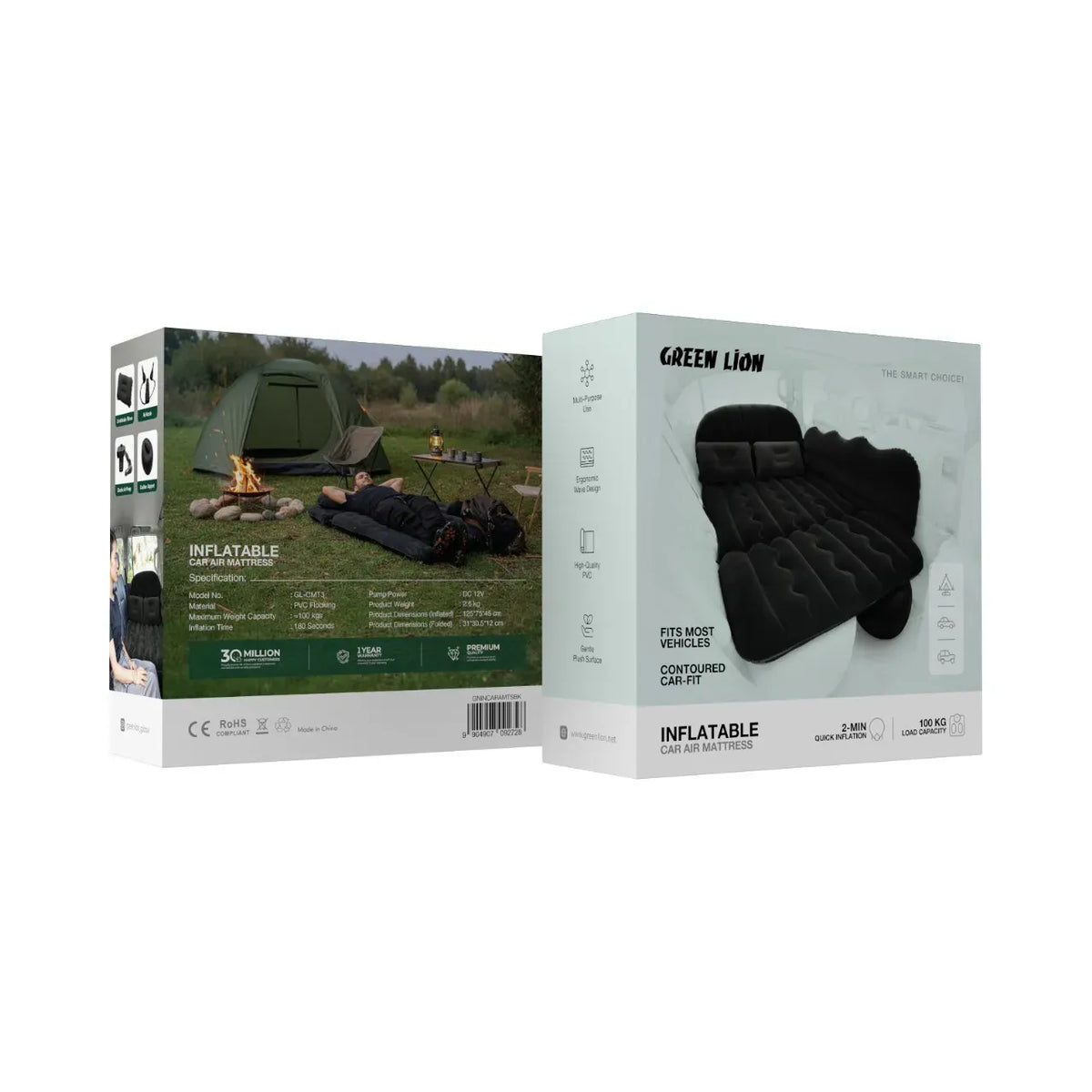 Green Lion Inflatable Car Air Mattress Black – image 4