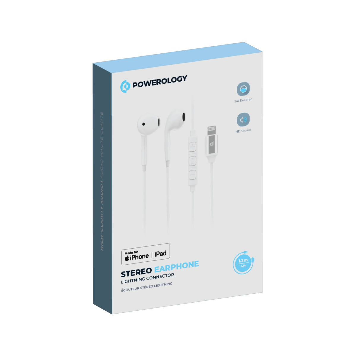 Powerology Stereo Earphone Lightning Connector 1.2 m/4 ft - White – image 4