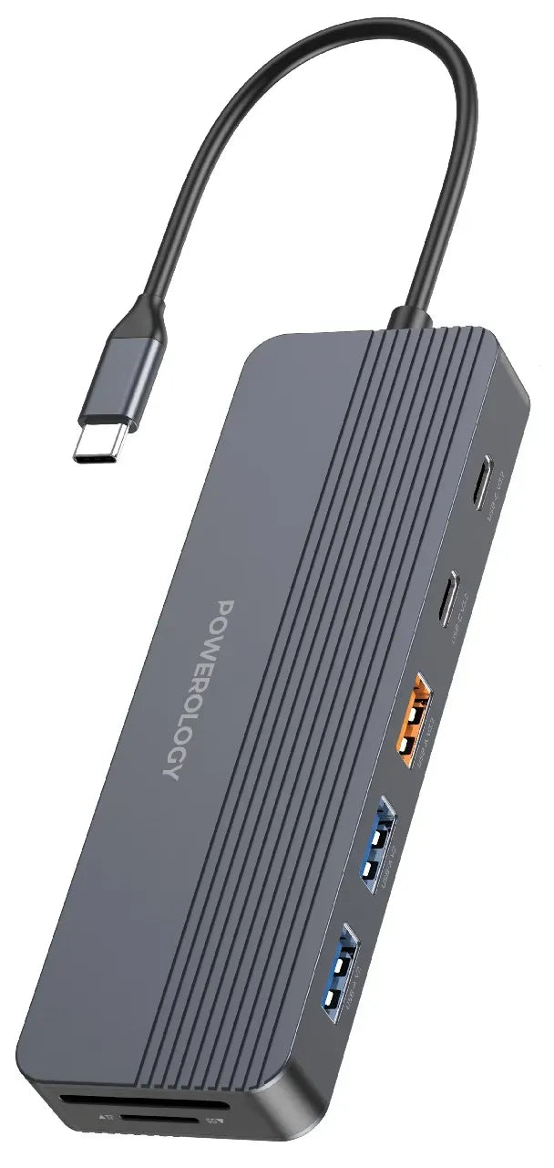 Powerology 12 in 1 USB C Multi Port Hub Gray – image 2