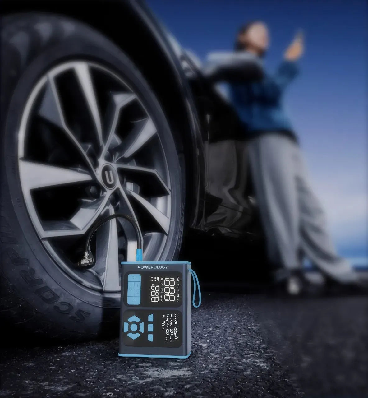 Powerology Jump Starter Air Inflator Obd Ii Car Fault Diagnosis Tool Black Blue – image 3