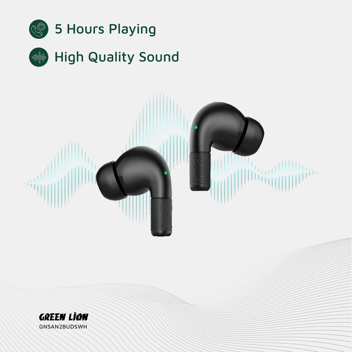 Green Lion Santorini 2-True Wireless Earbuds TWS - Black – image 9