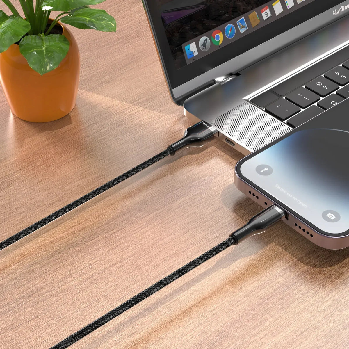 Green Lion USB A to Lightning Zinc Alloy Braided Cable Black – image 3
