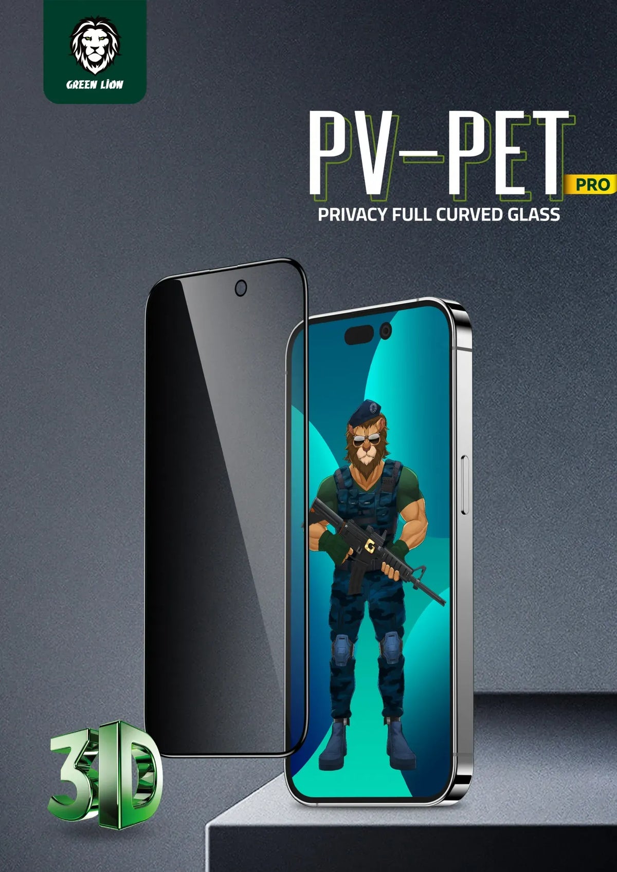 Green Lion 3d Pet Privacy Glass Screen Protector for Iphone 14 Pro Max Black Edge Privacy – image 10