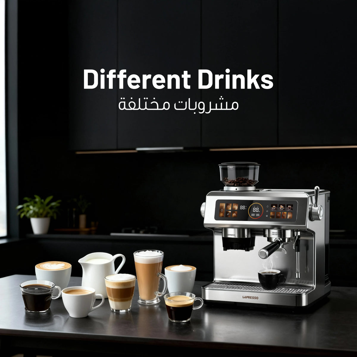 LePresso Deliziosa Semi Automatic Coffee Machine with Touch Control Panel Silver – image 9