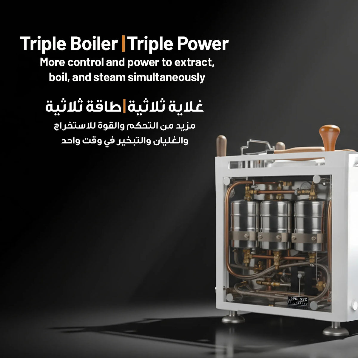 LePresso Bellissimo Triple Boiler 15 Bar Coffee Machine with Dual Italian Pump - White – image 18