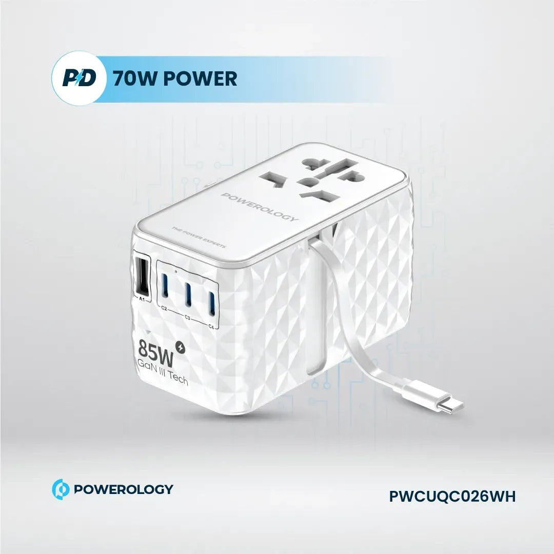 Powerology 85 W Super Charger Retractable Type-CCable - White – image 6
