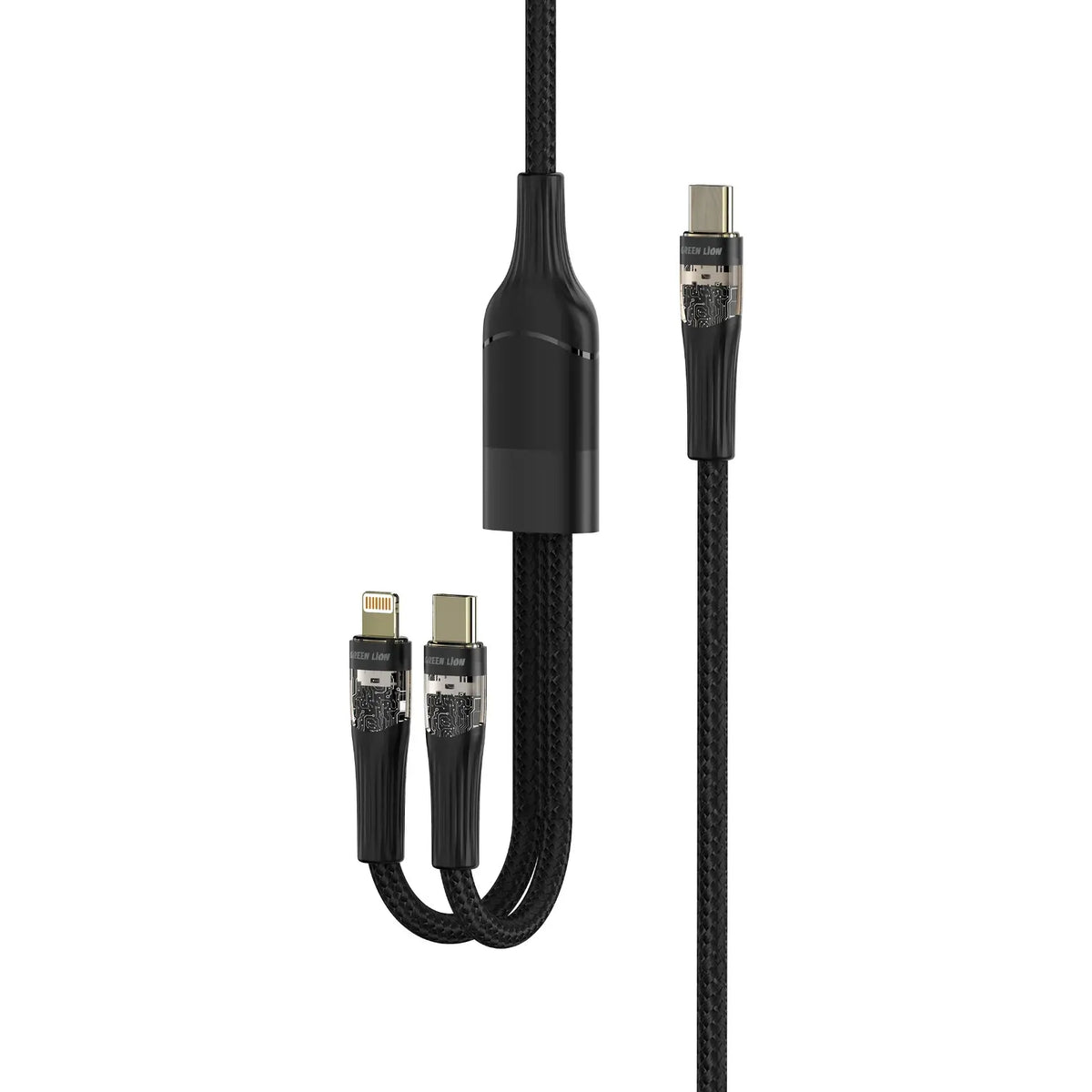 Green Lion 2 In1 Transparent Fast Charging Cable Black – image 3