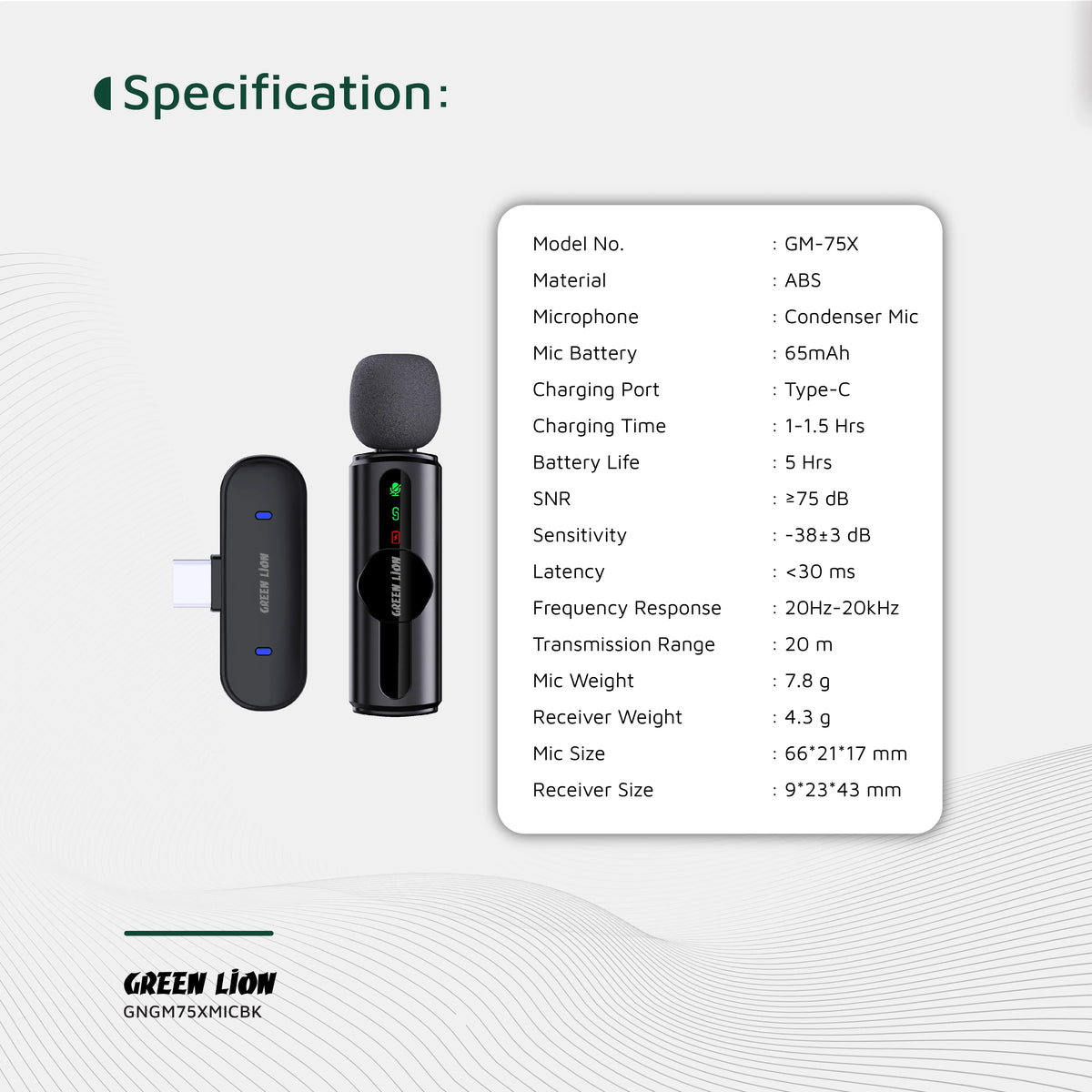 Green Lion Gm 75x Microphone 3 Level Noise Cancellation Black – image 9