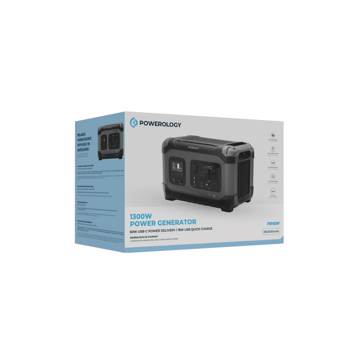 Powerology 392000mAh 1300w Portable Power Generator PD 60w Black – image 8
