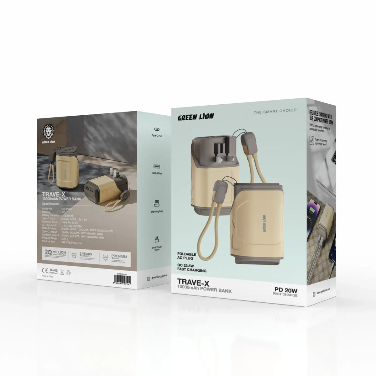 Green Lion Trave-XPower Bank 10000 m Ah - Beige