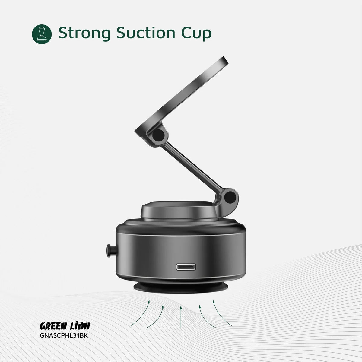 Green Lion Gx 31 Auto Suction Phone Holder Matte Black – image 9