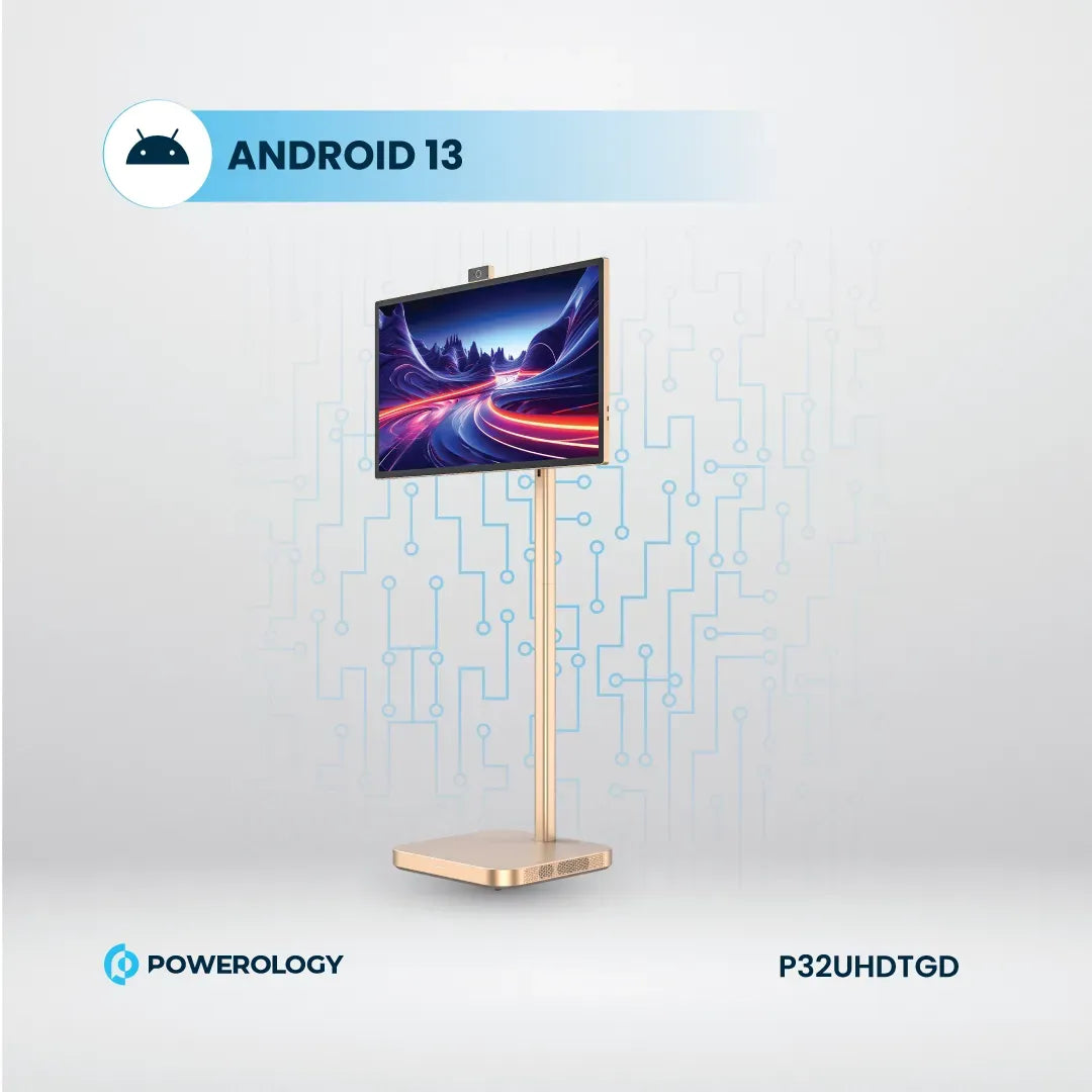 Powerology Android 32” UHD 60 Hz Tabletwith Stand 8+128 GB - Gold – image 7