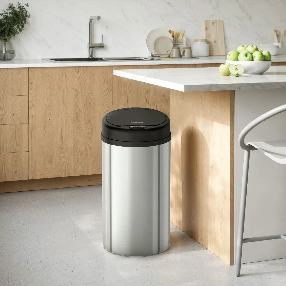 Green Lion Smart Trash Bin 15 LStainless Steel - Silver – image 3