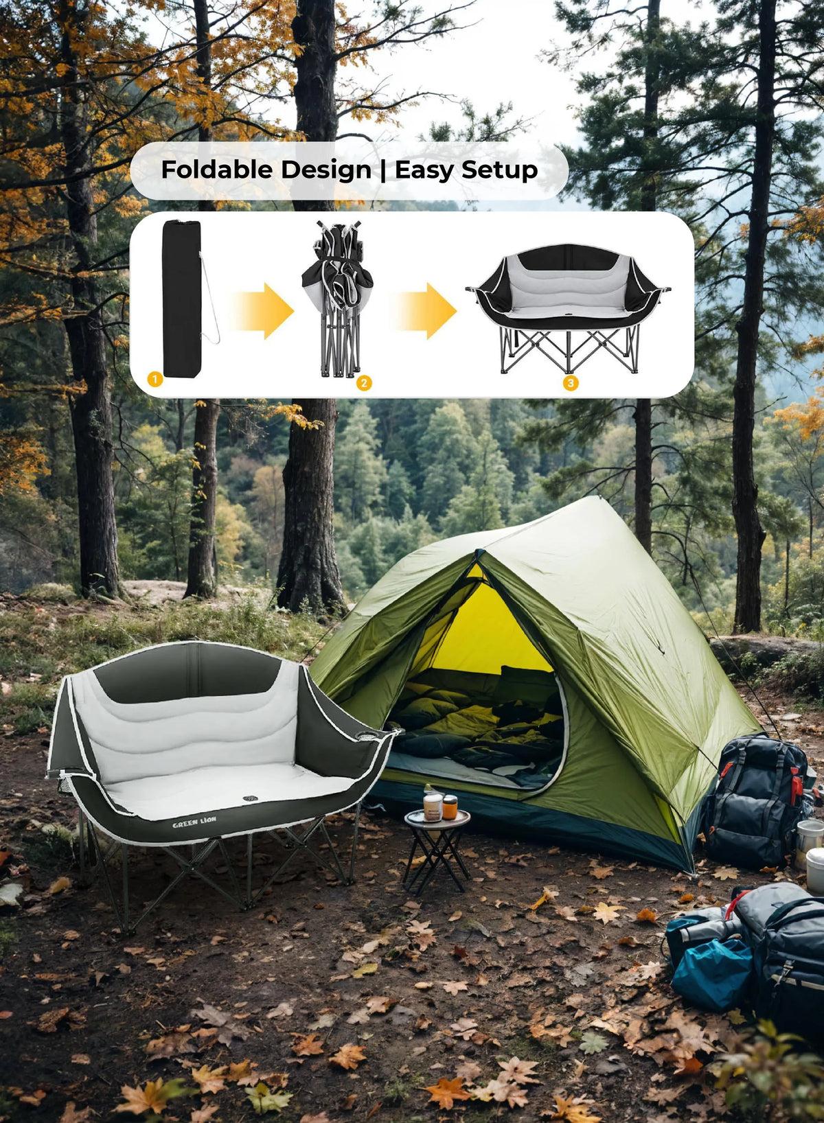 Green Lion Double Camping Chair Beige – image 22