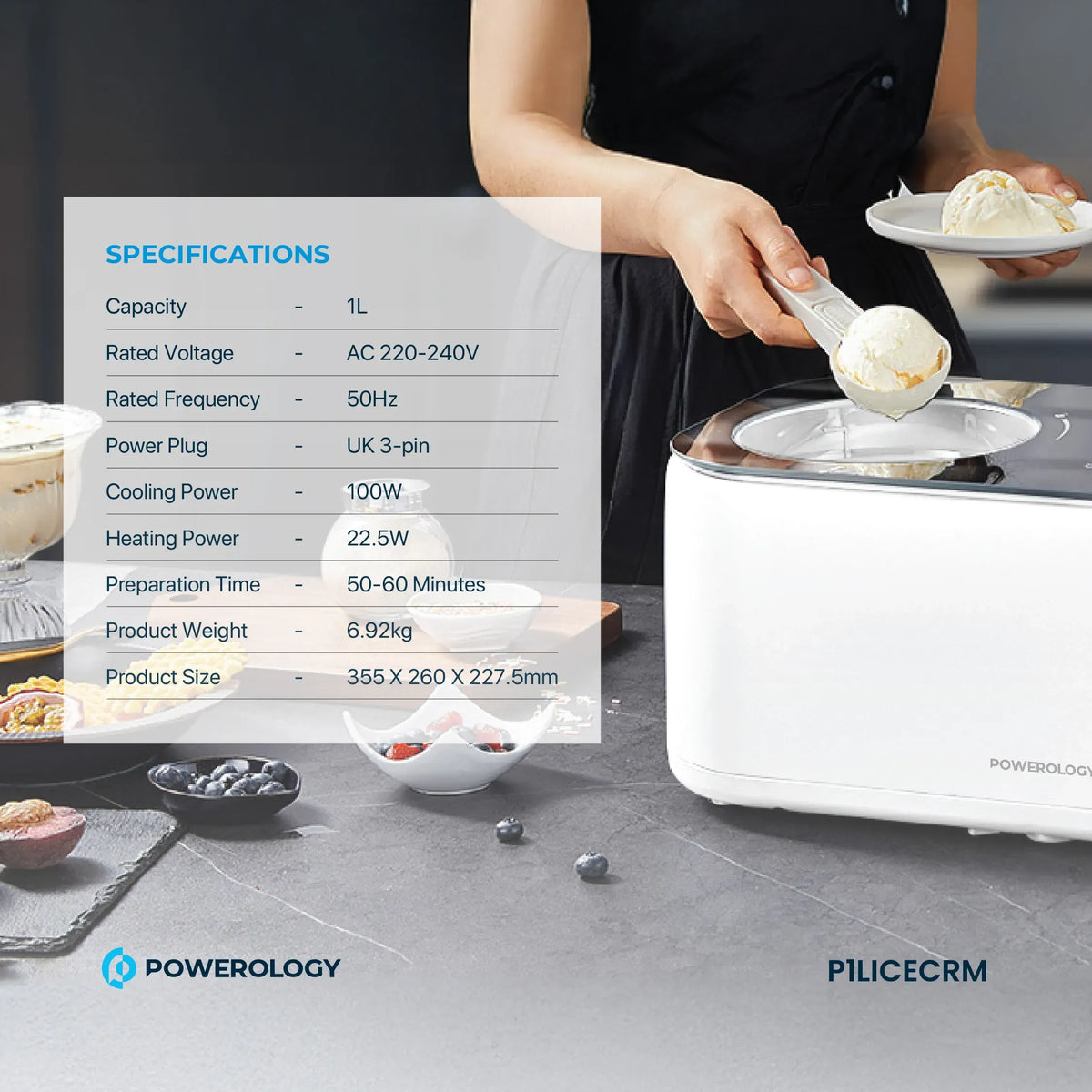 Powerology Ice Cream Frozen Yogurt Machine White – image 13