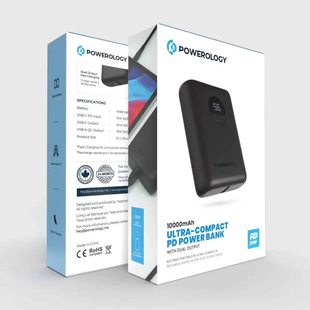 C Powerology Ultra Compact Power Bank 10000mAh PD 20w C to C 60w – image 12