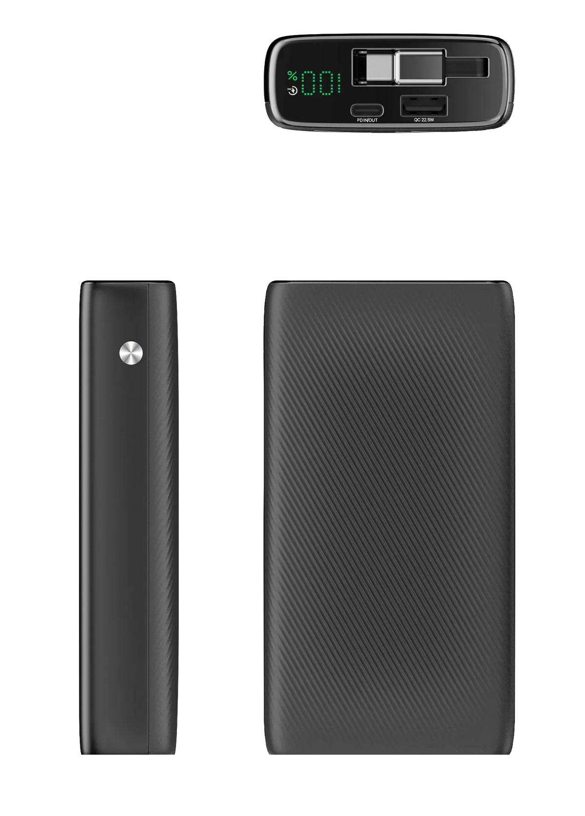 Powerology 20000mAh Retractable Cable Power Bank Black – image 2