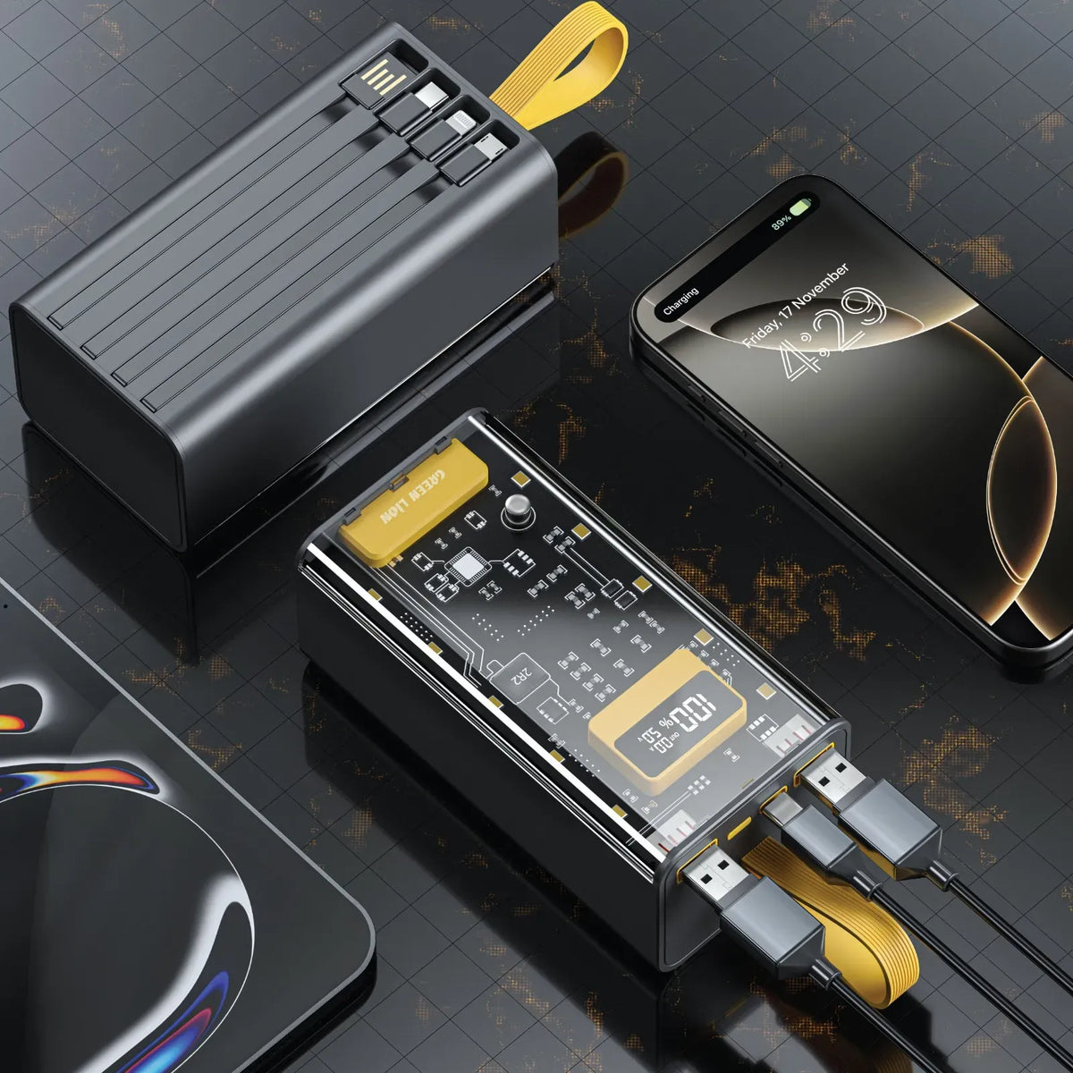 Green Lion Transparent Pro 30000mAh Power Bank Black Yellow – image 3