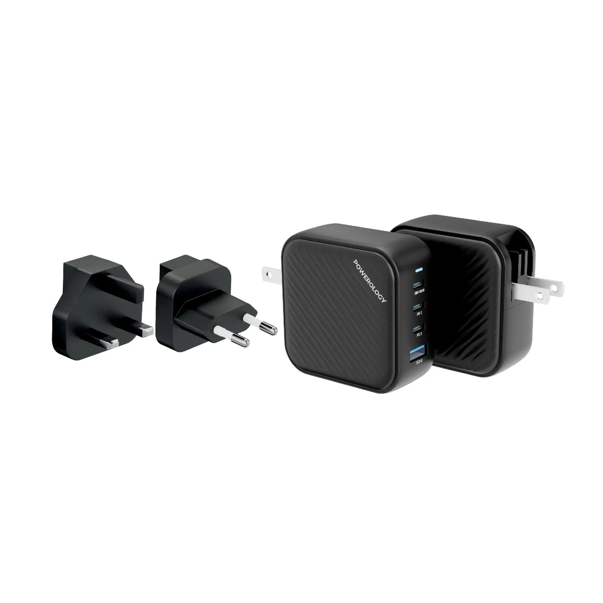 Powerology 100 W Triple PDGa N Charger +1 QC 3.0 World Travel Kit - Black – image 6