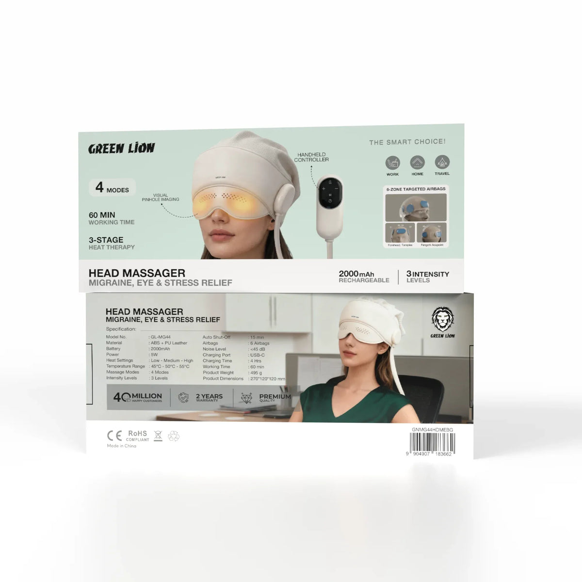 Green Lion Head Massager- Migraine,Eye&Stress Relief - Beige – image 7