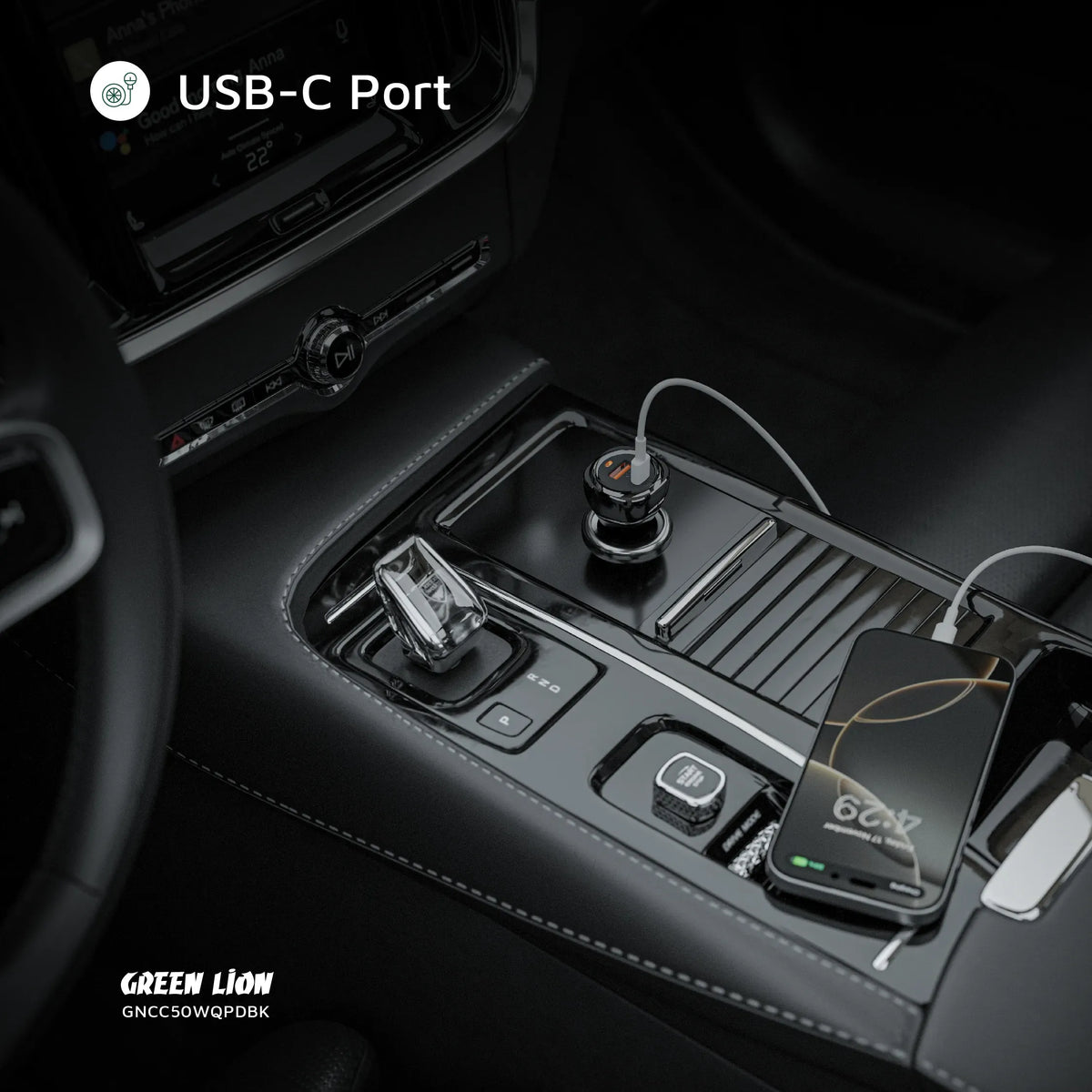 Green Lion Dual Port Car Charger 50 W(PD 30 W+QC 20 W) - Black – image 8