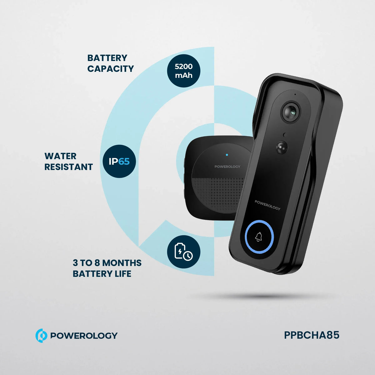 Powerology Smart Doorbell Camera Black – image 10