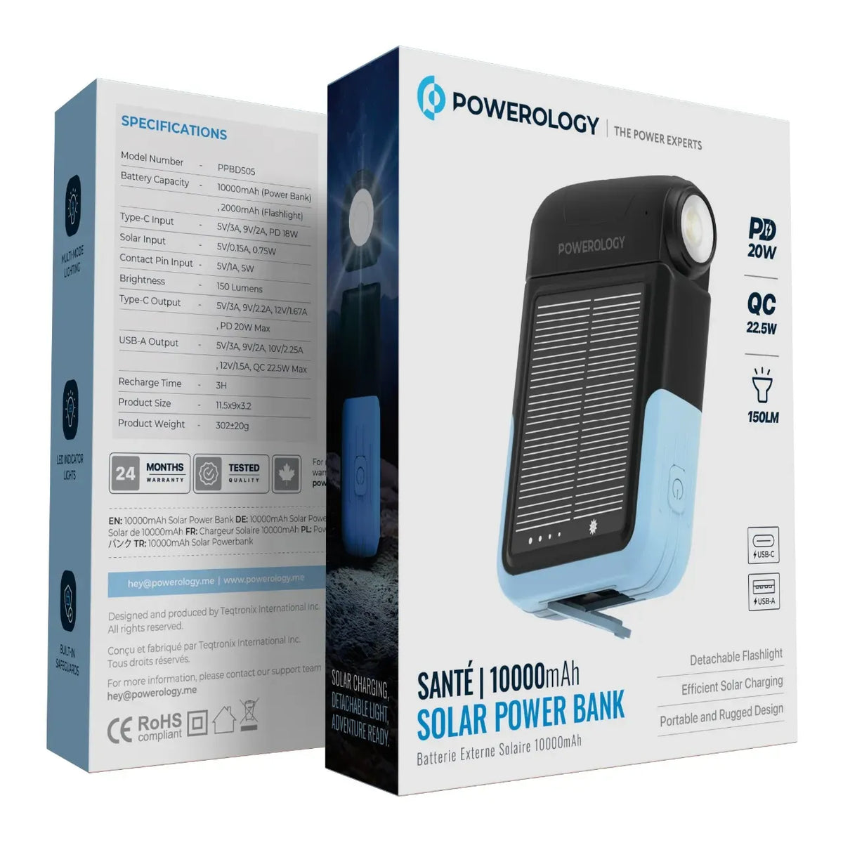 Powerology Sante 10000mAh Solar Power Bank Black – image 2