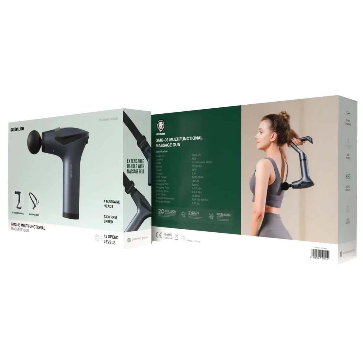 Green Lion Multifunctional Massage Gun GMG-05 - Black – image 5