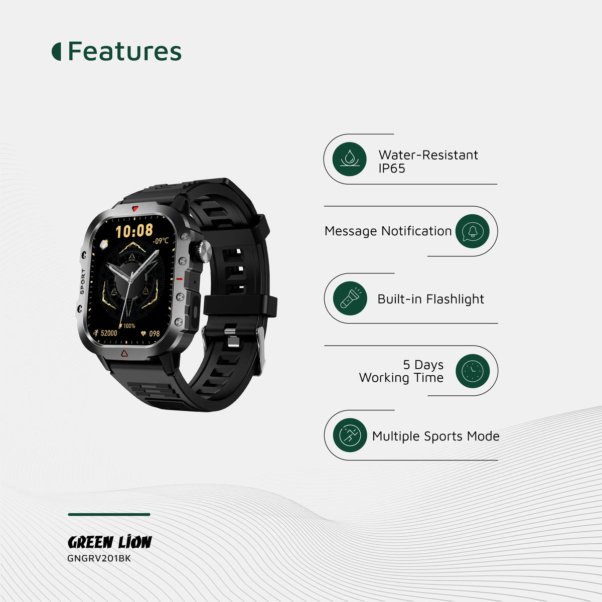 Green Lion Gravix Smart Watch Black – image 10