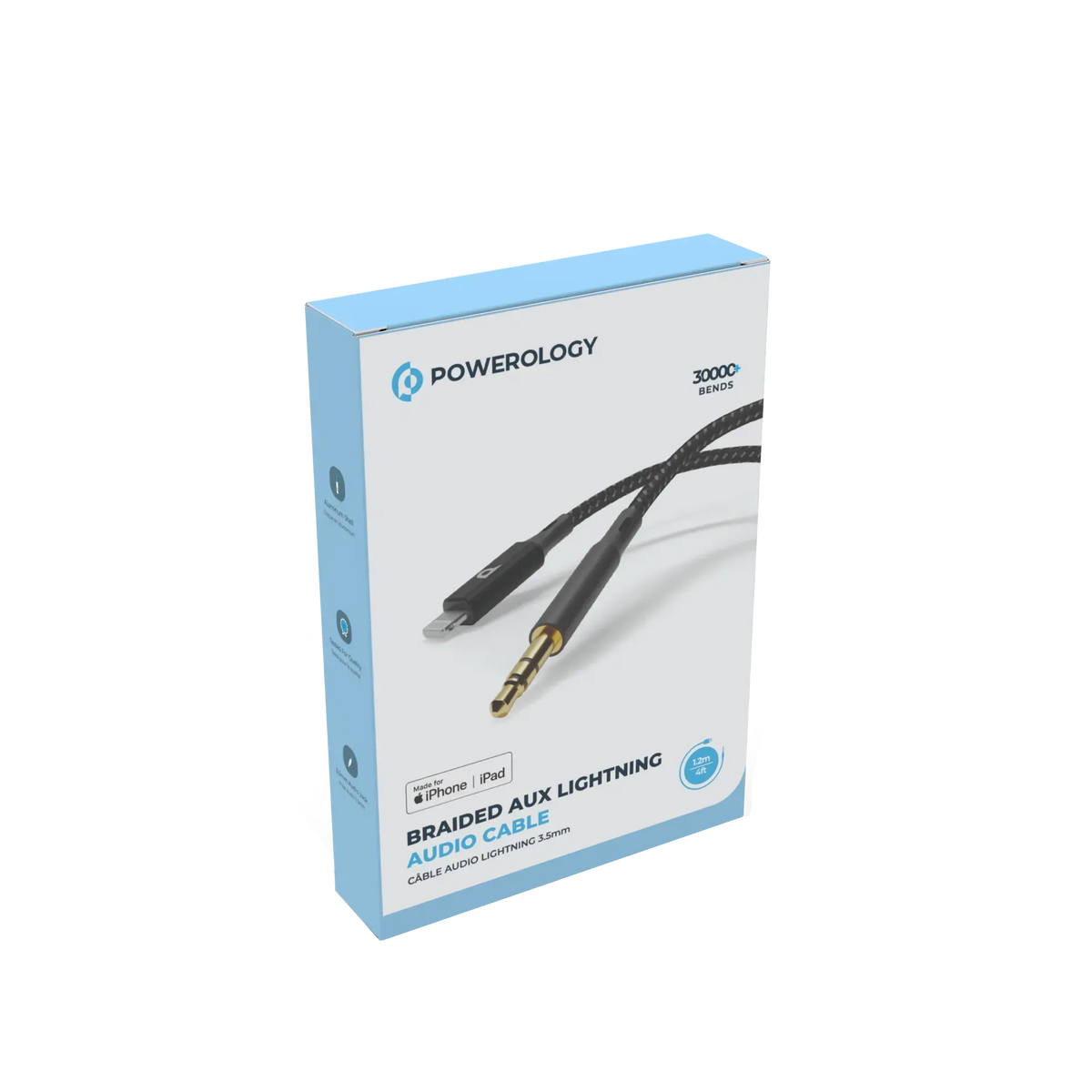 Powerology Braided Aux Lightning Audio Cable 1 2m 4ft – image 6