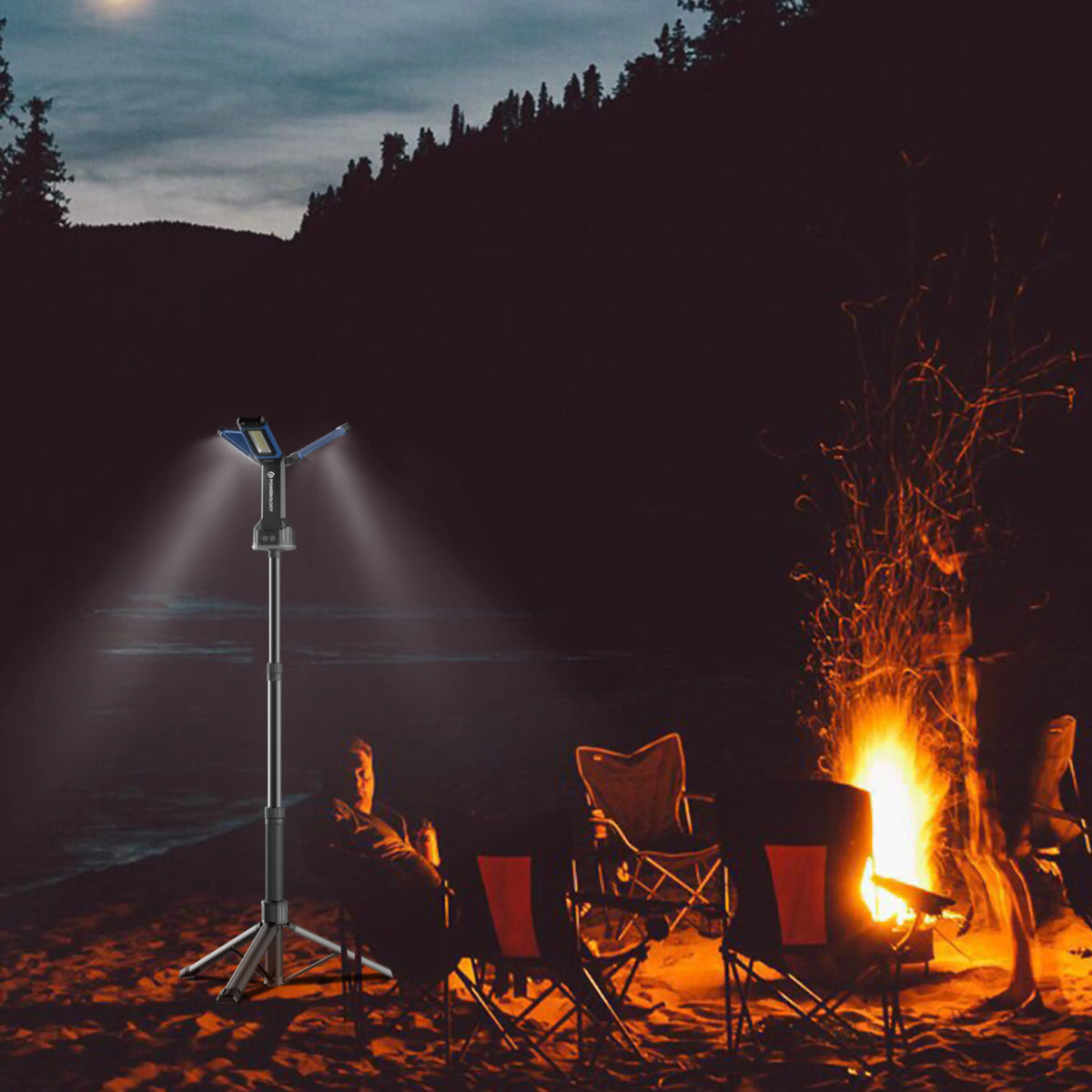 Powerology Camping 4000lm USB C Foldable Tripod Worklight Ipx4 4000mAh Black – image 12