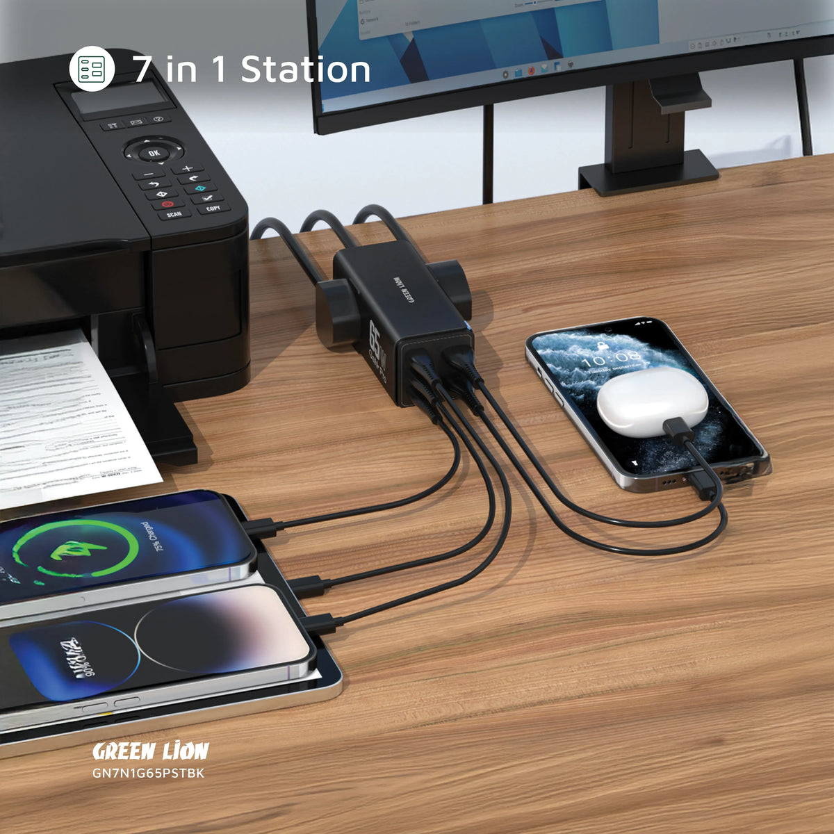 Green Lion 7 in 1 Gan 65w Power Strip Black – image 9