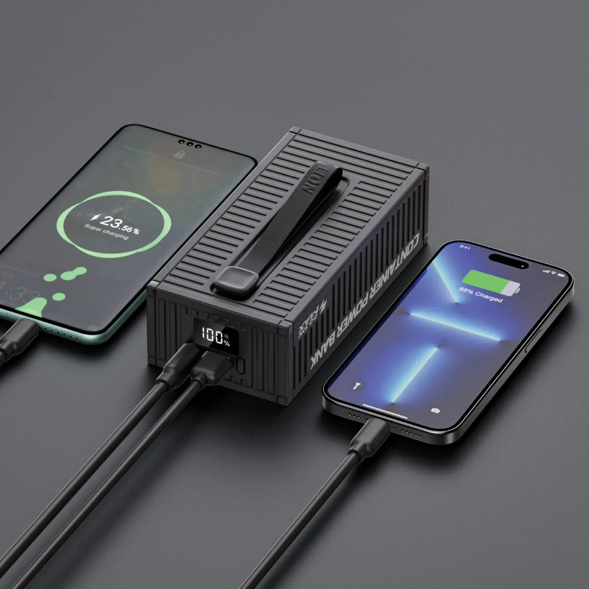 Green Lion Container 50000 m Ah Power Bank PD 20 W-Include 4 in 1 Charging Cable - Black – image 4