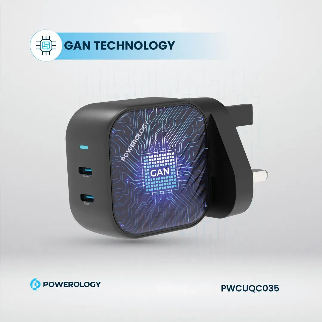 Powerology Gan Dual USB C Wall Charger Black – image 8