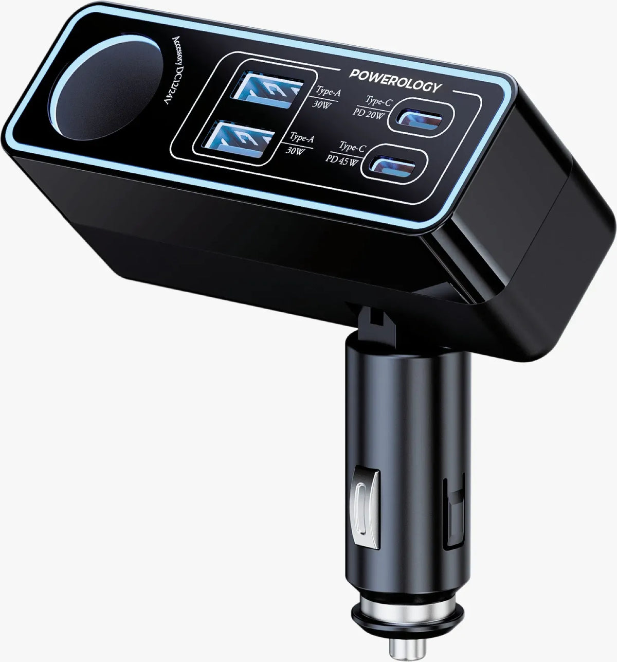 Powerology Brio 125w Multi Port Car Charger Black – image 3
