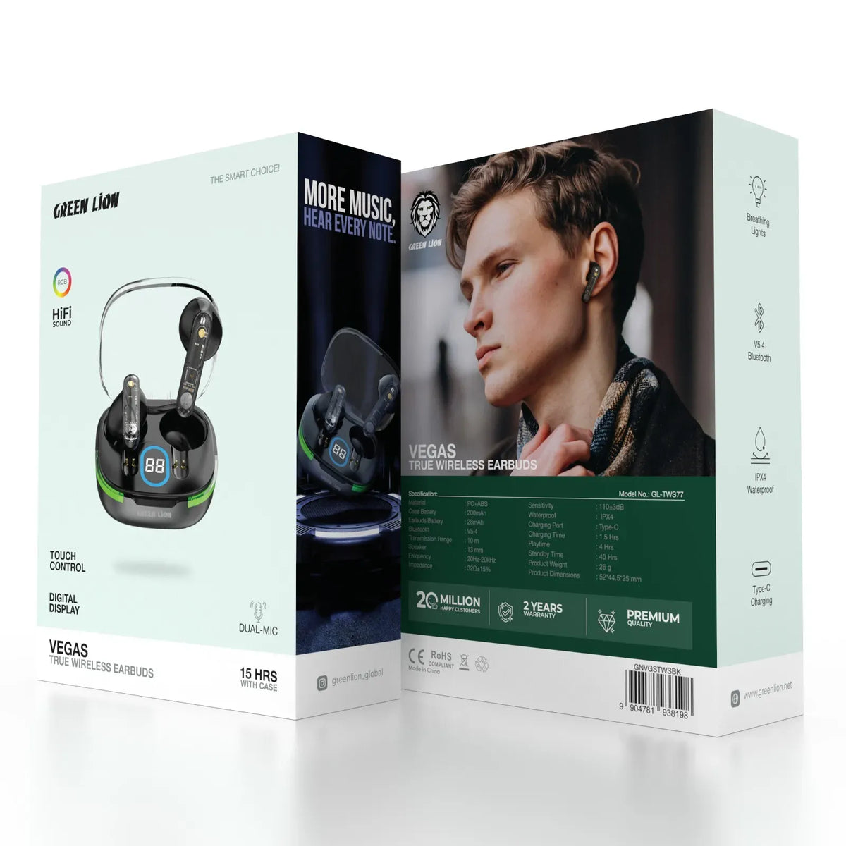 Green Lion Vegas True Wireless Earbuds Black – image 10