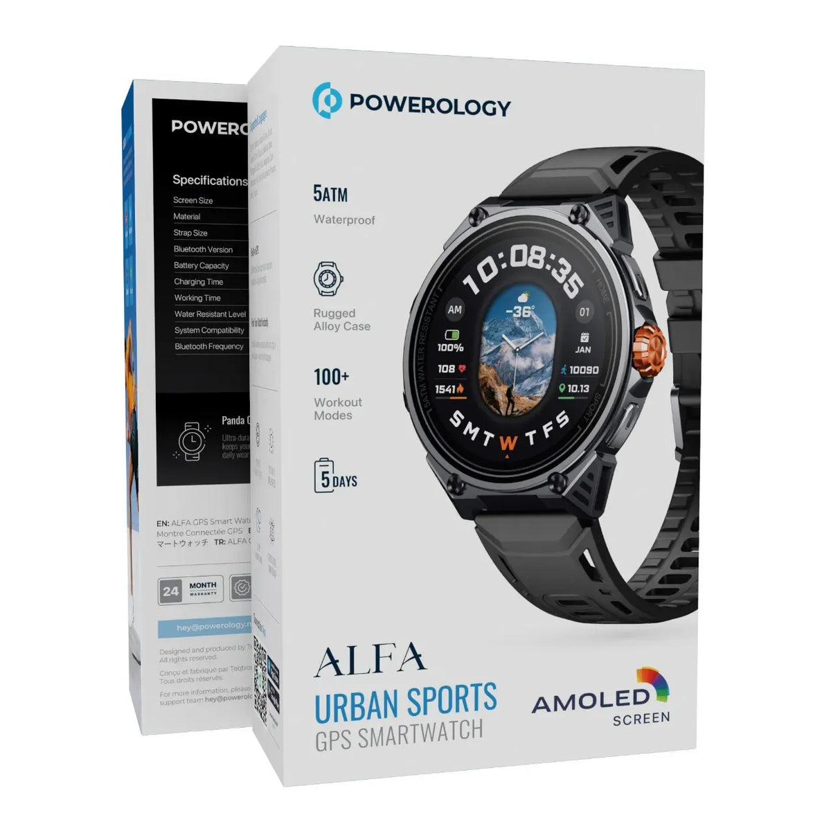 Powerology Alfa Urban Sports GPS Smart Watch Black – image 6