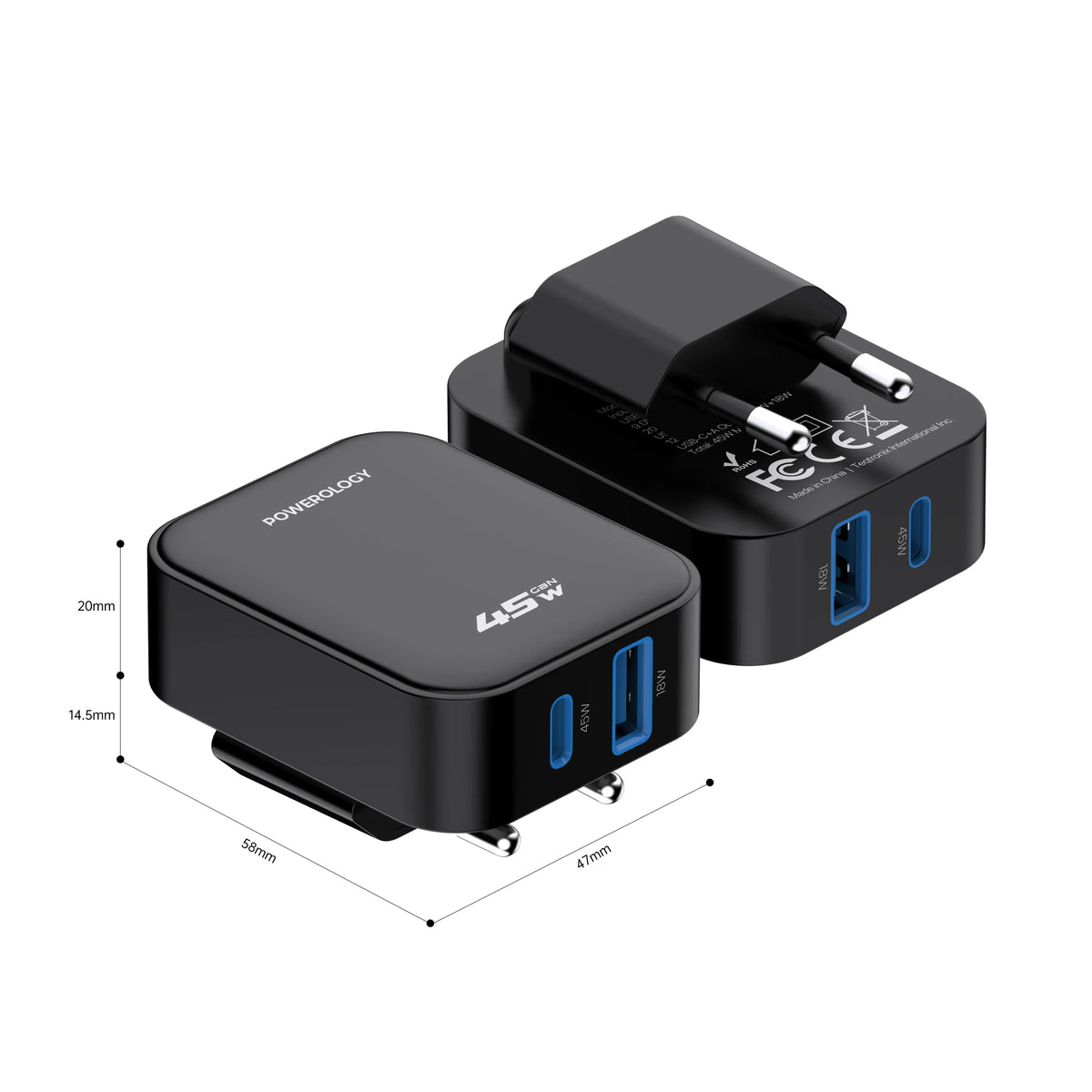 Powerology Crab Foldable Eu Gan Charger Black – image 11