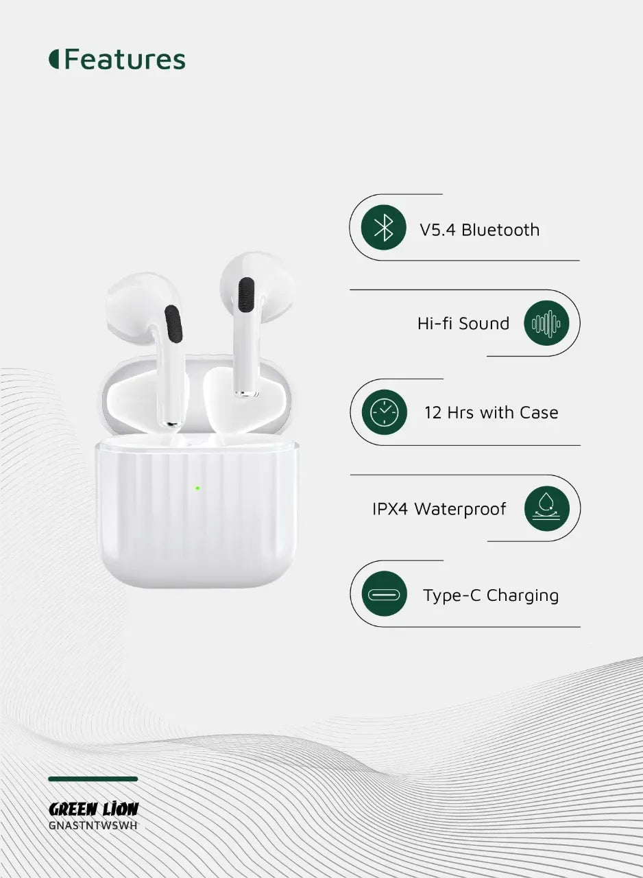 Green Lion Austin True Wireless Earbuds - White – image 10