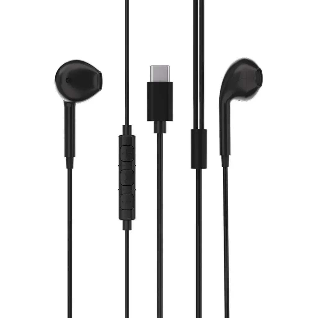 Powerology Type-CConnector Stereo Earphone(1.2 m/4 ft) - Black