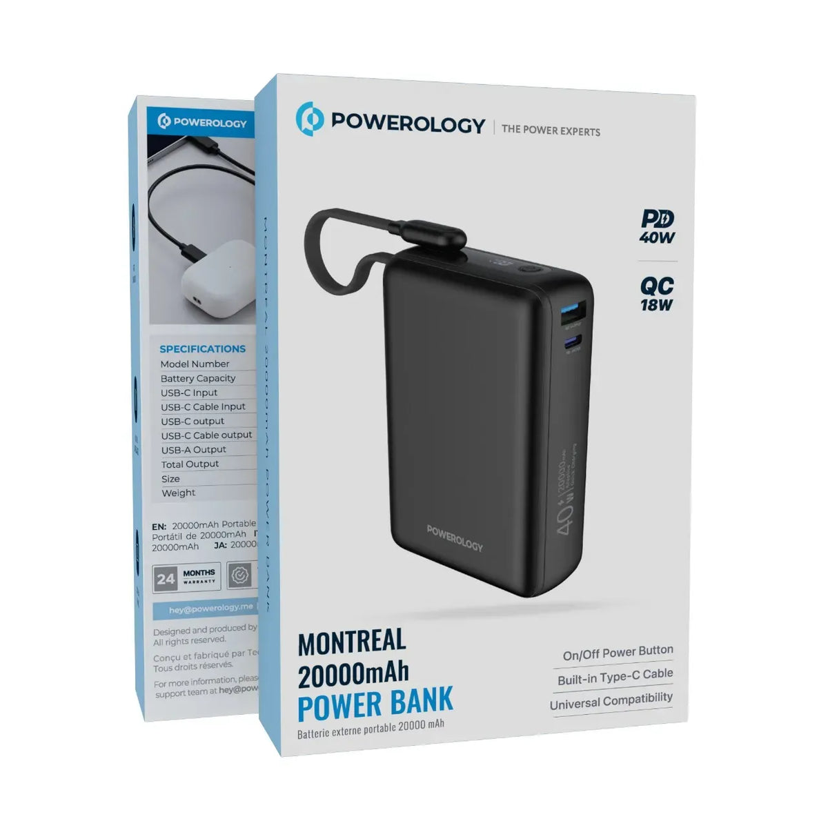 Powerology Montreal 20000mAh Power Bank Black – image 2